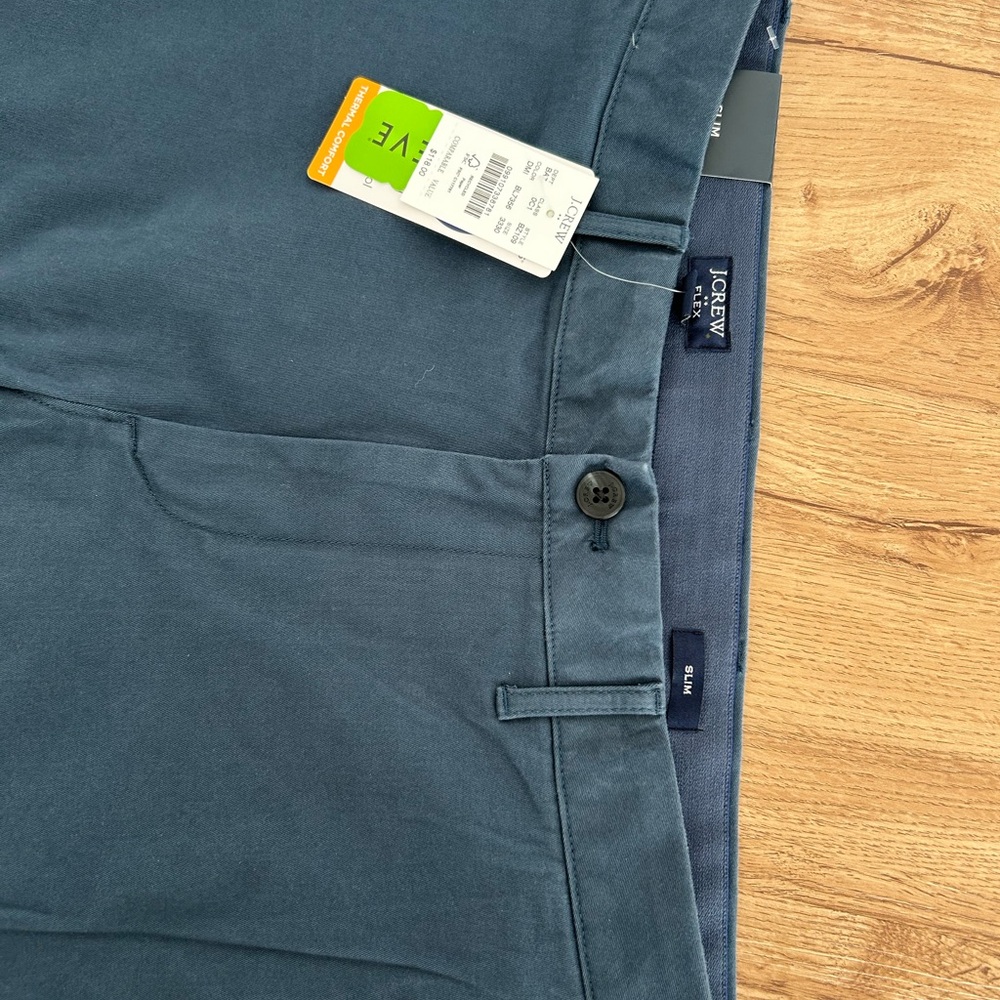J. Crew Men's Dark Ash Blue Chinos Size 33x30 BRAND NEW - Picture 2 of 7